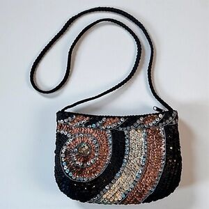 Vintage Sequin Shoulder Bag - Black, Gold, Silver